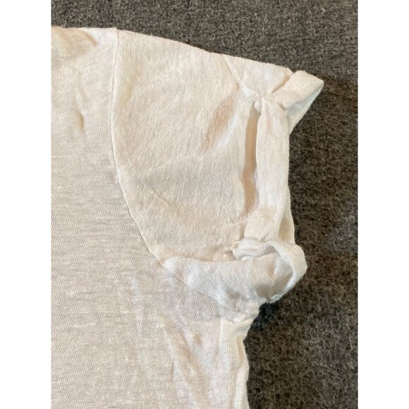 J Jill Linen White T Shirt Tee Top Rolled SS Women No Size Tag - Picture 4 of 10